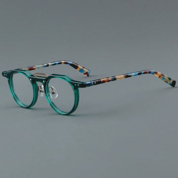 Raed Retro Round Acetate Glasses Frame Round Frames Southood Green leopard